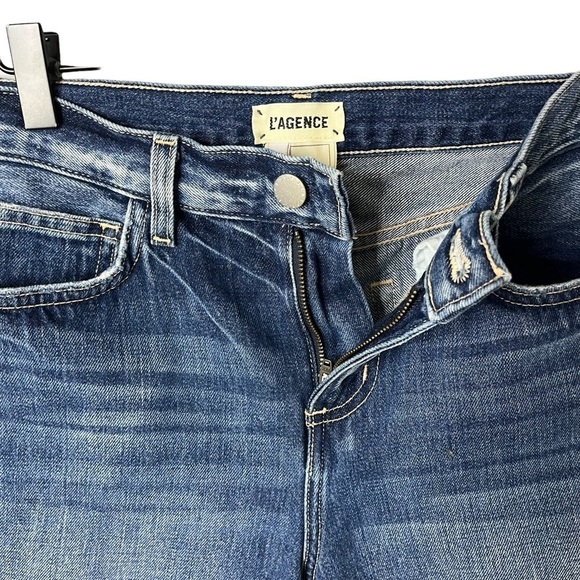 L’AGENCE Olga Cuffed Distressed Cigarette Jeans Size 27 Medium Wash - Picture 4 of 6